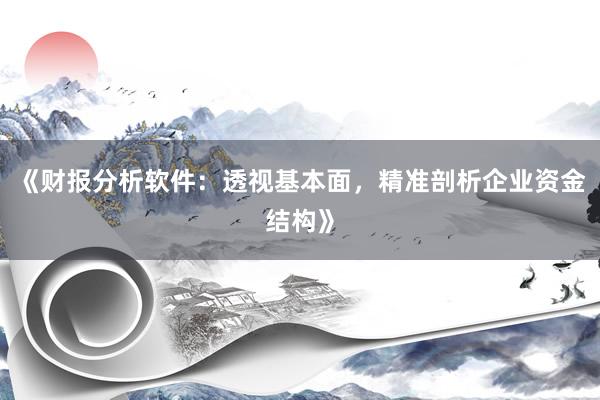 《财报分析软件：透视基本面，精准剖析企业资金结构》