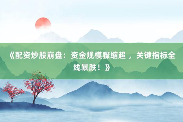 《配资炒股崩盘：资金规模骤缩超 ，关键指标全线暴跌！》