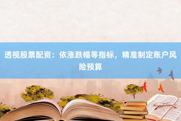 透视股票配资：依涨跌幅等指标，精准制定账户风险预算