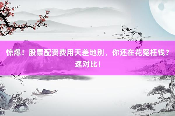 惊爆！股票配资费用天差地别，你还在花冤枉钱？速对比！