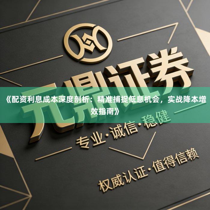 《配资利息成本深度剖析：精准捕捉低息机会，实战降本增效指南》