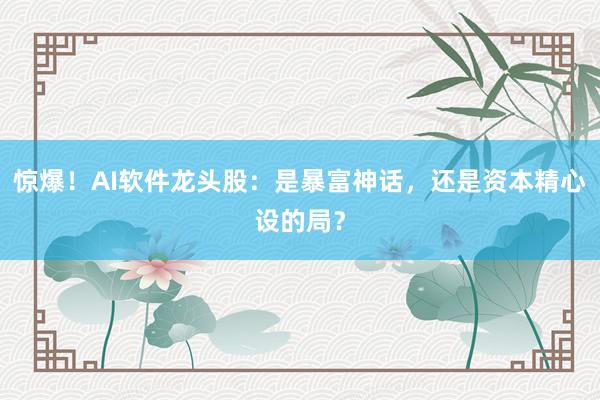 惊爆！AI软件龙头股：是暴富神话，还是资本精心设的局？