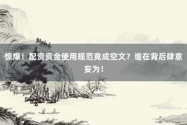 惊爆！配资资金使用规范竟成空文？谁在背后肆意妄为！