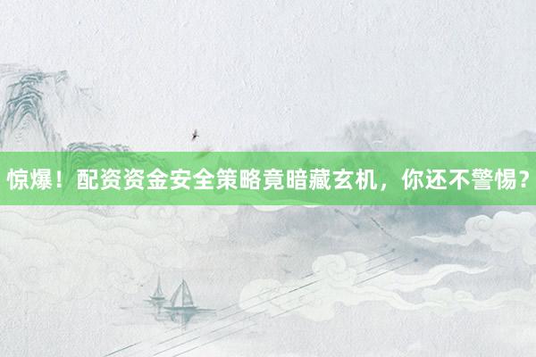 惊爆！配资资金安全策略竟暗藏玄机，你还不警惕？