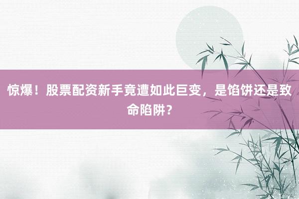 惊爆！股票配资新手竟遭如此巨变，是馅饼还是致命陷阱？