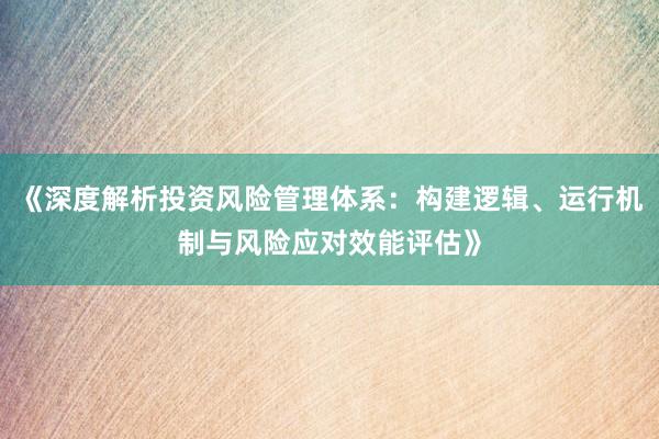 《深度解析投资风险管理体系：构建逻辑、运行机制与风险应对效能评估》