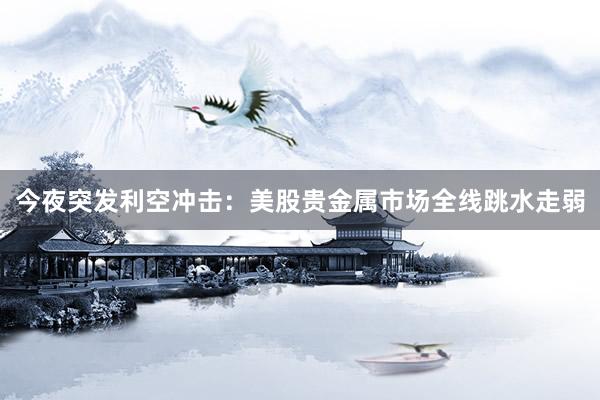 今夜突发利空冲击：美股贵金属市场全线跳水走弱