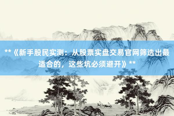 **《新手股民实测：从股票实盘交易官网筛选出最适合的，这些坑必须避开》**
