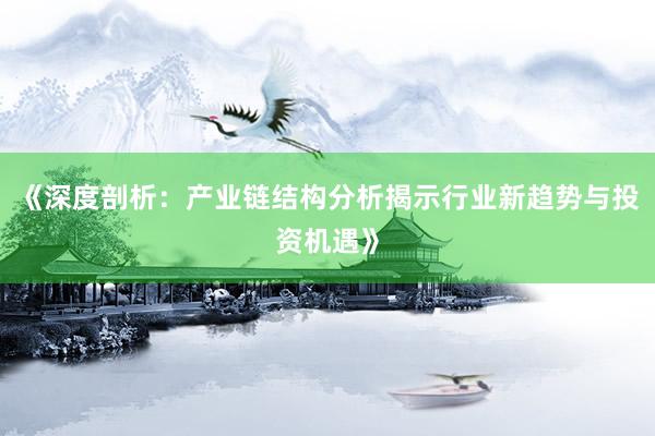 《深度剖析：产业链结构分析揭示行业新趋势与投资机遇》