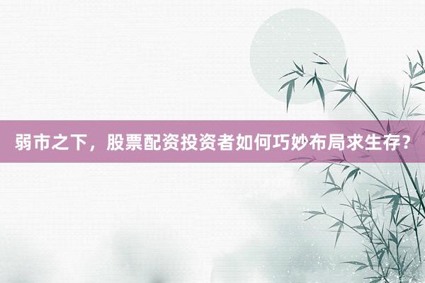 弱市之下，股票配资投资者如何巧妙布局求生存？