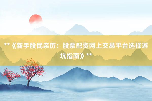 **《新手股民亲历：股票配资网上交易平台选择避坑指南》**